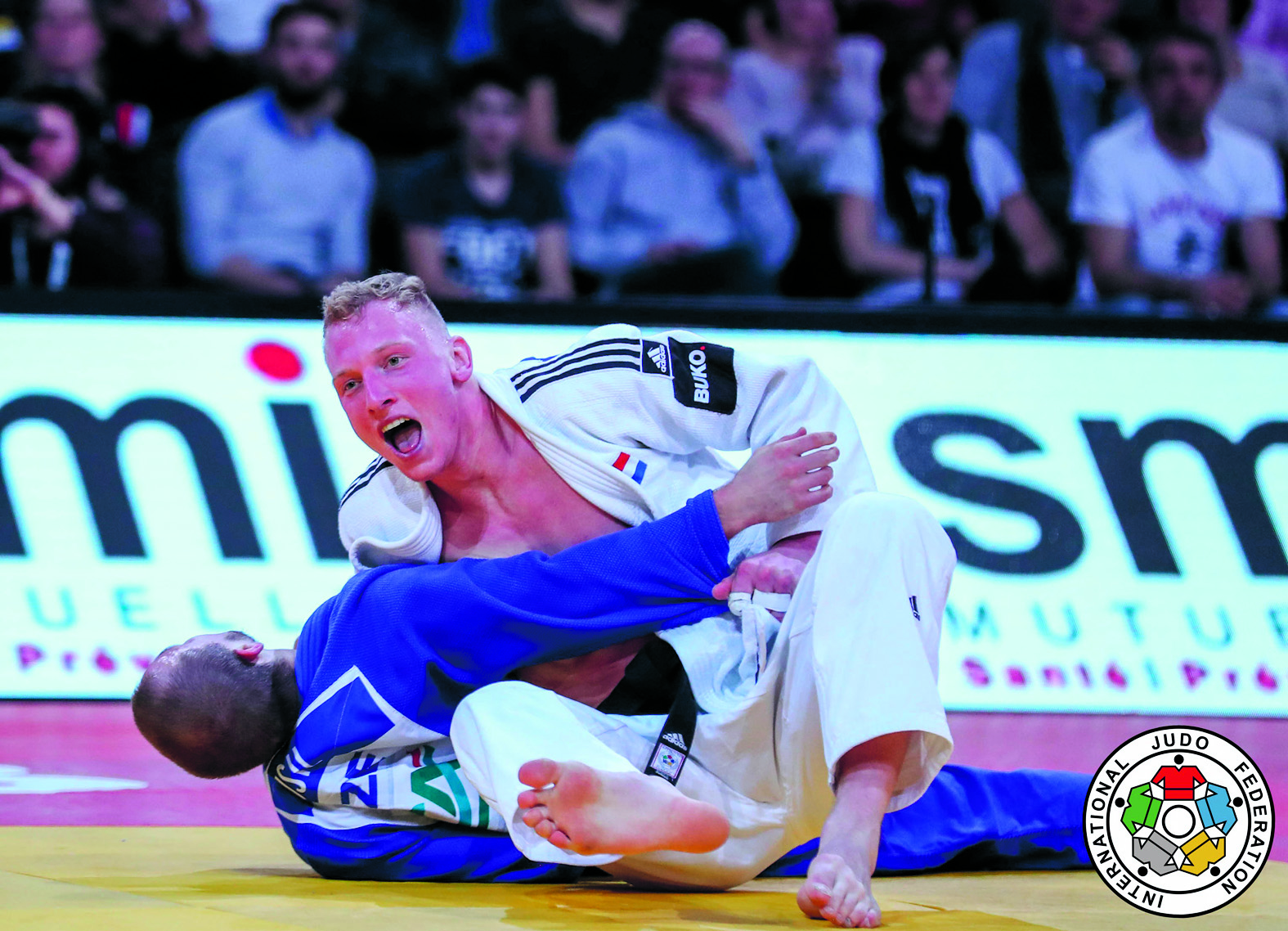 De Heemskerkse judoka Frank de Wit in actie. (FOTO: AANGELEVERD)