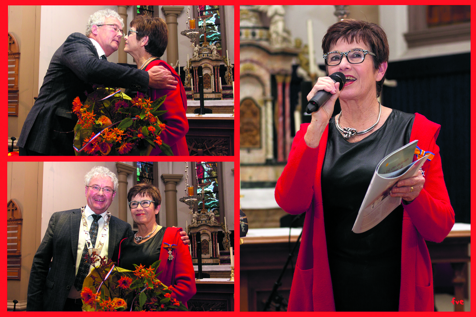 In een afgeladen Sint Agnes kreeg Carla Kager door loco-burgemeester Houtenbos een Koninklijke onderscheiding uitgereikt. (Foto's: Frits van Eck)