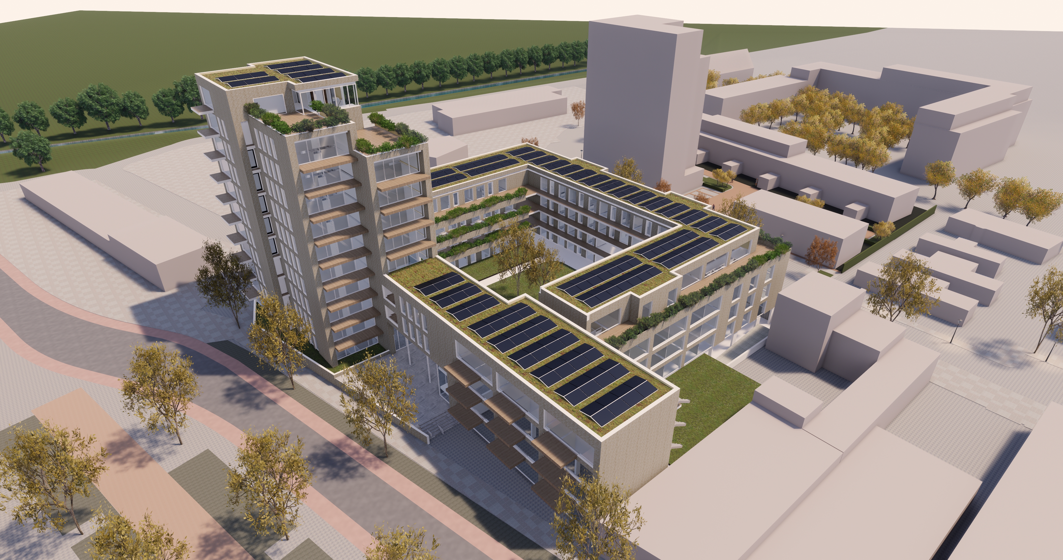 Het ontwerp voor de woontoren die op de hoek van de Vennelaan en de Beijneslaan moet verrijzen.