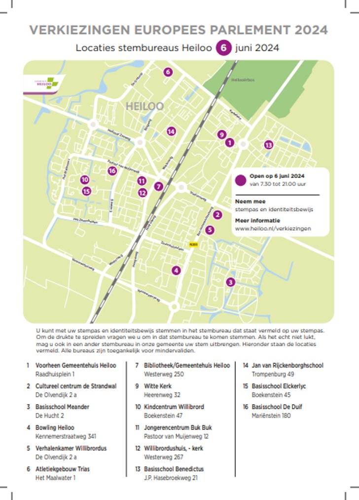 Alle stembureaus en stembureaus in de gemeente Heiloo.  - Gemeente Heiloo