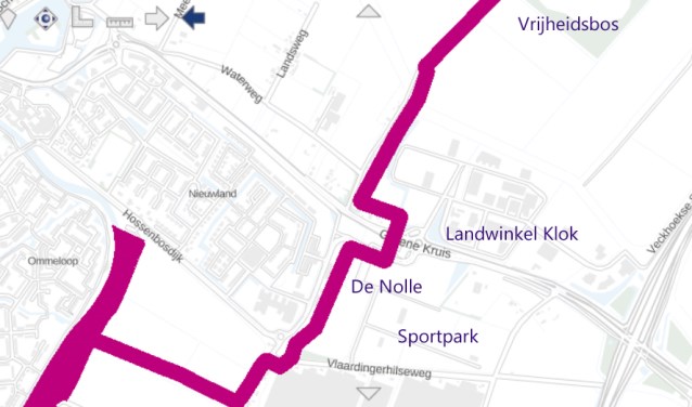 Deze in paars aangegeven route is een van de Brielse onderdelen van het in aanleg zijnde 680.000 hectare grote Nederlandse natuurnetwerk