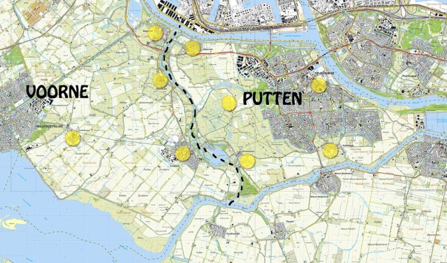 Voor bestuurlijk samenwerking wil Brielle nu kijken naar heel Voorne-Putten. Anders dan vaak wordt gedacht, ligt de grens van Voorne niet bij het Voorns kanaal, maar bij de Bernisse (stippellijn). Bron Nissewaardig.nl