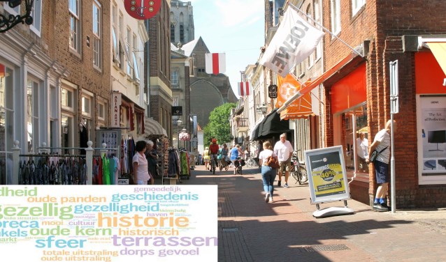 I&O geeft in een 'woordenwolk' weer wat bezoekers aantrekkelijk vinden aan het centrum. Hoe groter het woord, hoe vaker gezegd.