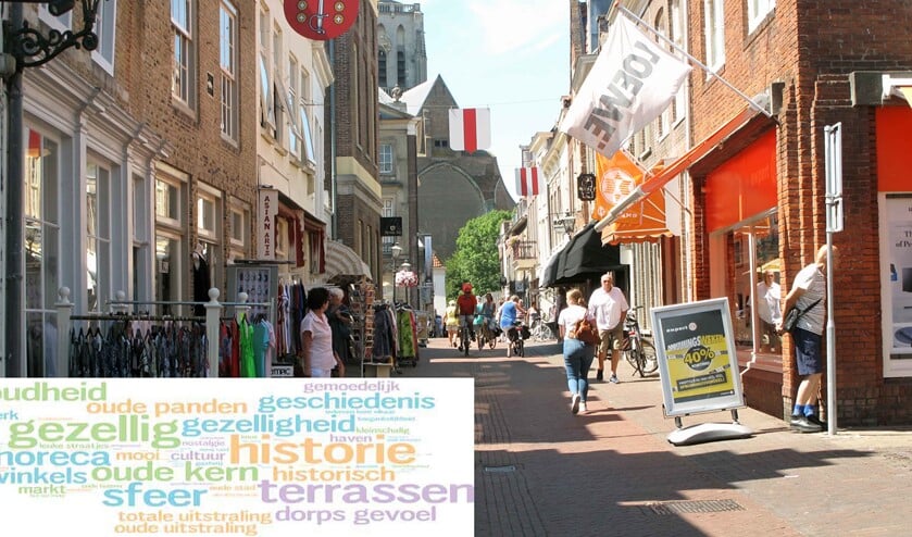 I&O geeft in een 'woordenwolk' weer wat bezoekers aantrekkelijk vinden aan het centrum. Hoe groter het woord, hoe vaker gezegd.