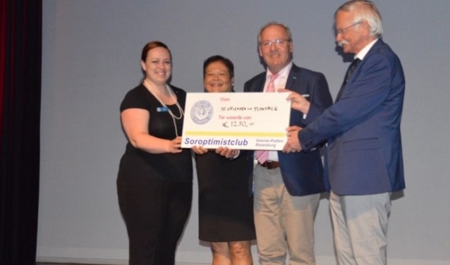 Wim Kabouw en Jaap den Ouden van Stichting Vrienden van de Plantage namen de cheque in ontvangst