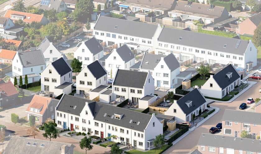 Het project 'Lindelaan' in Ooltgensplaat krijgt een karateristieke uitstraling door de witte gevels.