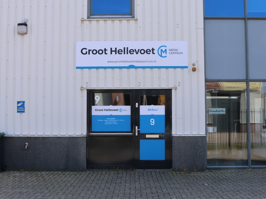 Kantoor van GrootHellevoet Mediacentrum aan de Christiaan Huygensweg in Hellevoetsluis