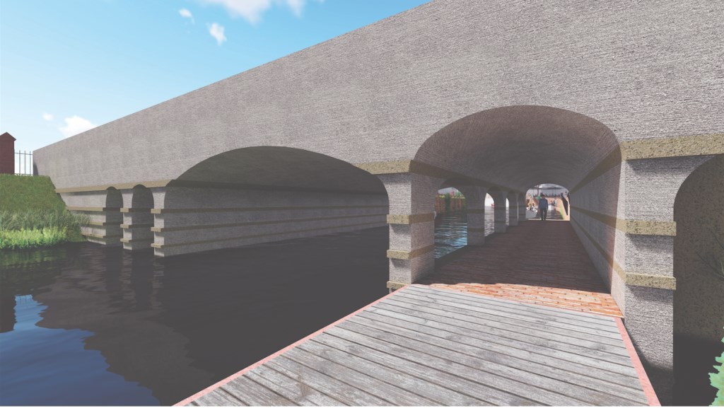 Eerste (voorlopig) ontwerp van de Fellenoordbrug.
