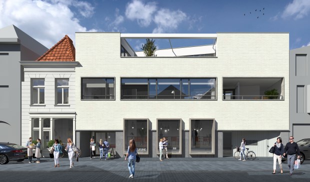 De licht aangepaste gevel in de St Janstraat van het voormalige pand van Brejaart