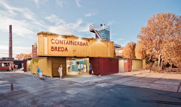 De entree van de containerbar.