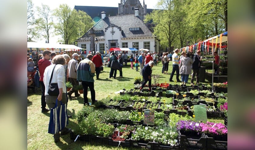 De geraniummarkt trekt jaarlijks vele bezoekers.