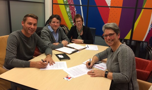 vlnr: Peter Brouwers – Stichting BITS, Marco Sprenkels – Stichting BITS, Astrid Damen – Avans Hogeschool, Brigitte van Helden - Stichting Techniek Promotie.