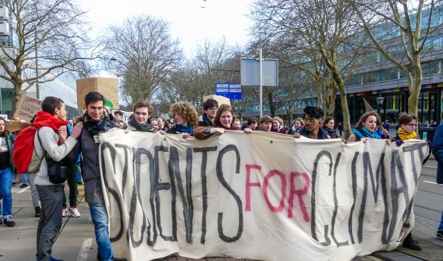 Leerlingen aan het spijbelen voor het klimaat op 7 februari in Den Haag.