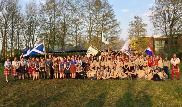 In totaal waren er 34 Schotse en 44 Nederlandse jeugdleden die onder begeleiding van 8 Schotse leiders en meer dan 30 Nederlandse leiding / andere vrijwilligers het weekend doorbrachten. FOTO SUSAN HUISKAMP