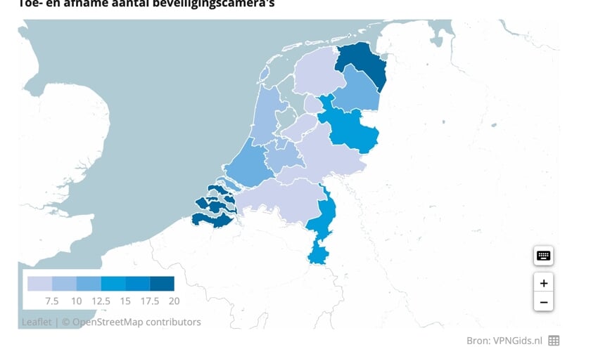 Aantal beveiligingscamera’s in Zeeland stijgt met 18,8%