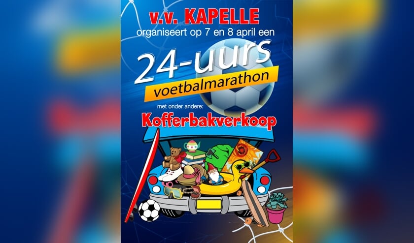 24-uurs voetbalmarathon vv Kapelle op 7 en 8 april