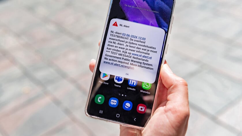 Zeeuwen kunnen het testbericht nu ook via de NL-Alert app ontvangen