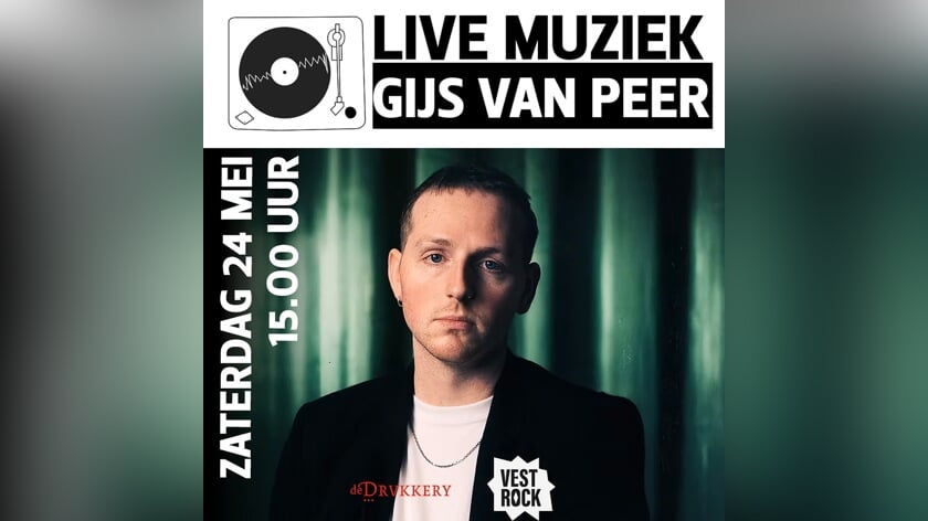 Vestrock Presents: Gijs van PEER speelt zaterdagmiddag in Drvkkery Middelburg