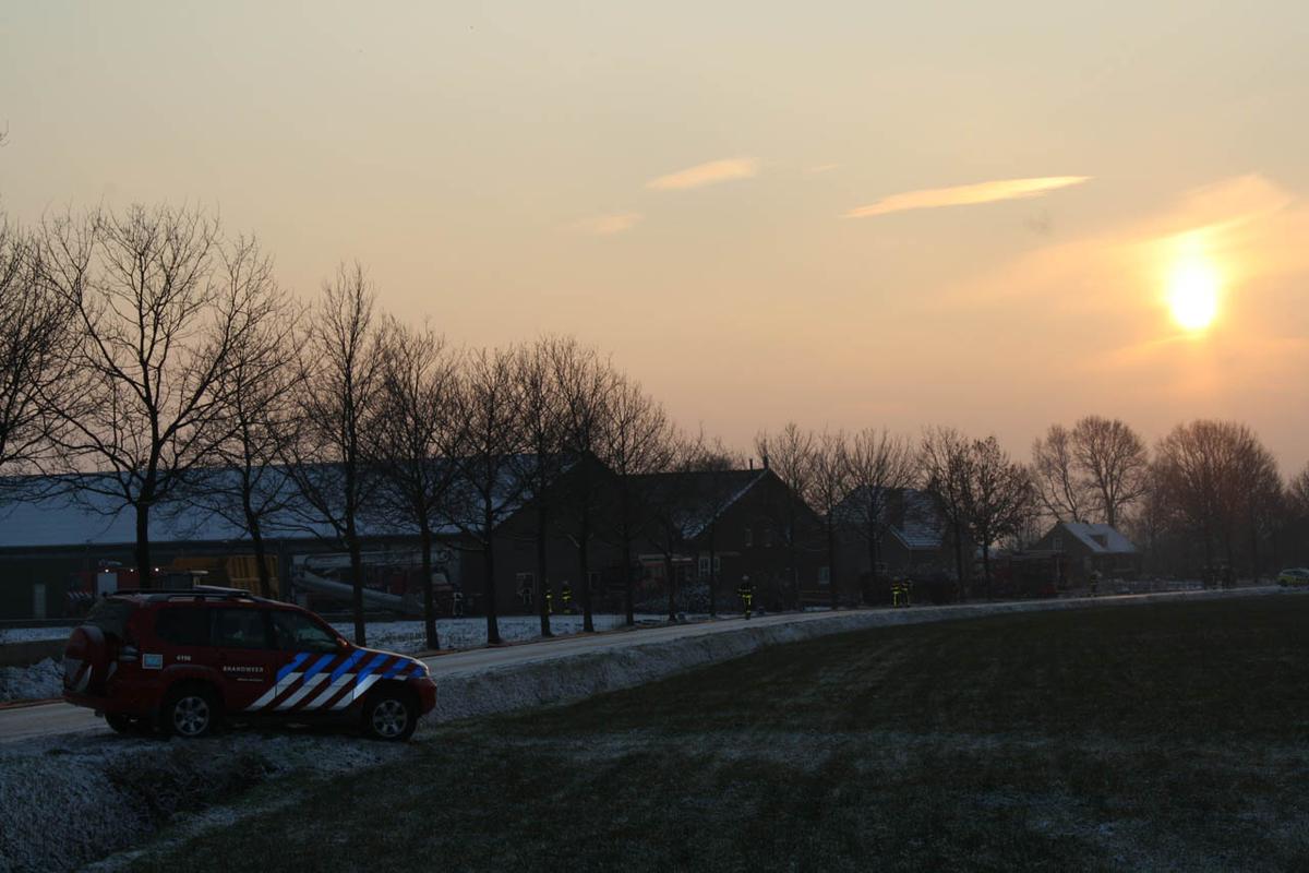 In een loods van een champignonkwekerij ontstond dinsdagochtend brand foto Serge Mouthaan