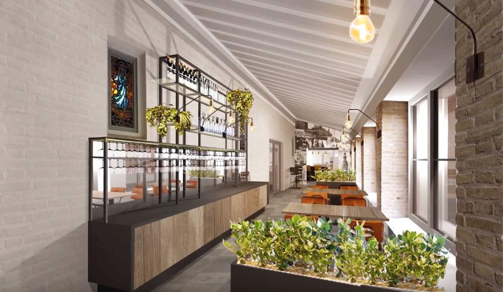 Artist impressies van de nieuwe vestiging van de NHTV in het voormalige klooster aan de Mgr Hopmanstraat in Breda.