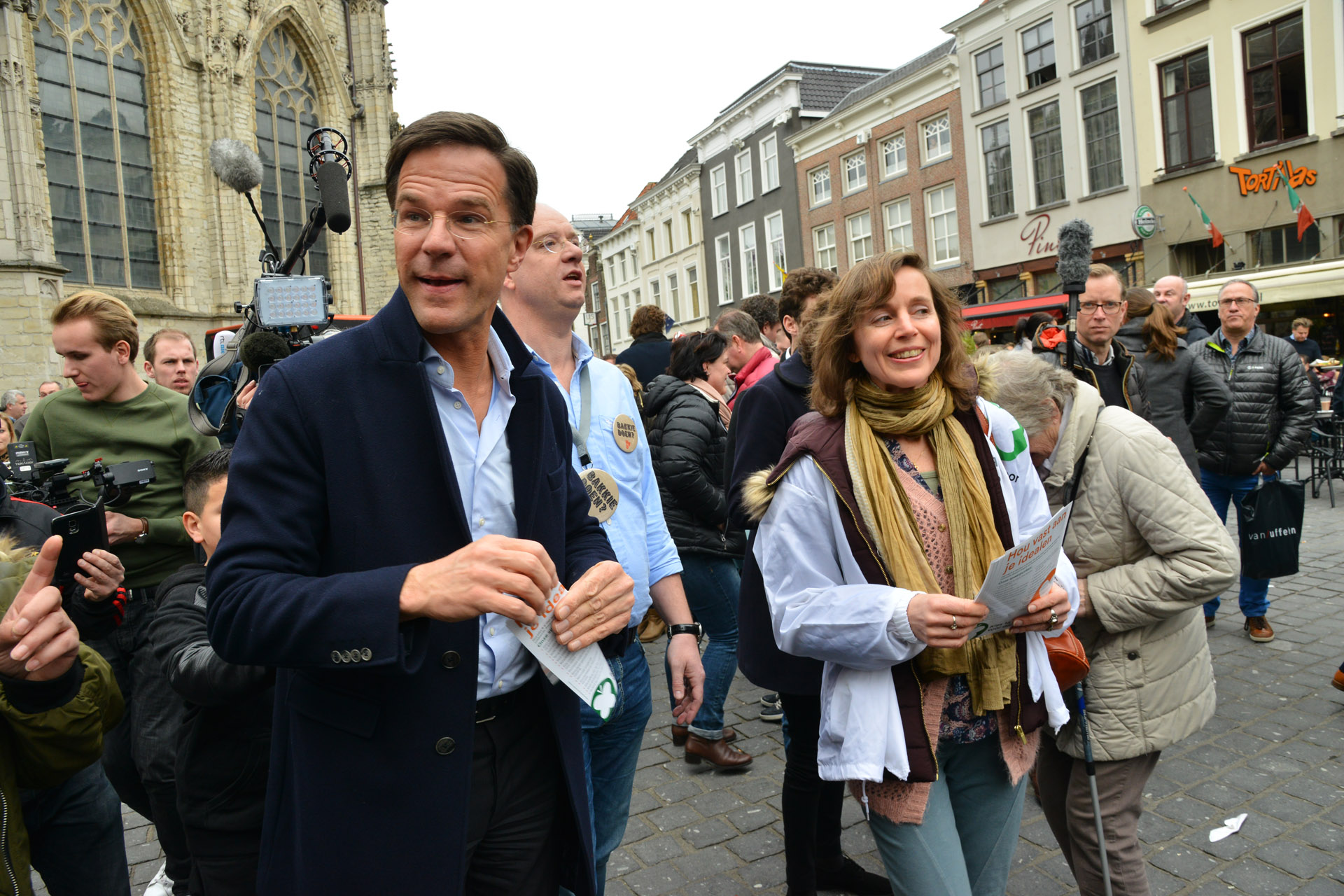 Mark Rutte bracht zaterdag 11 maart een camagnebezoek aan Breda. Daarbij ging het veel over het conflict met Turkije.