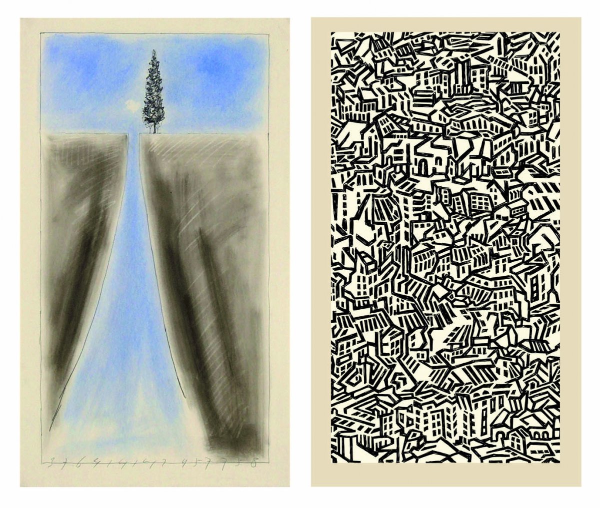 Links: sarabande, de weg tot vereniging (Jaap Mulder) en rechts a geometry echoes (Yvon Né).