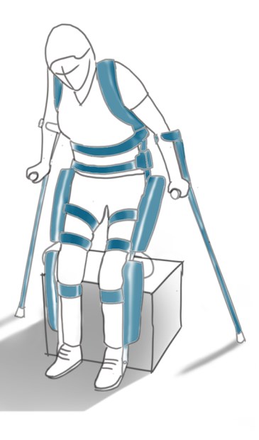 Een schets van het nieuwe exoskelet.