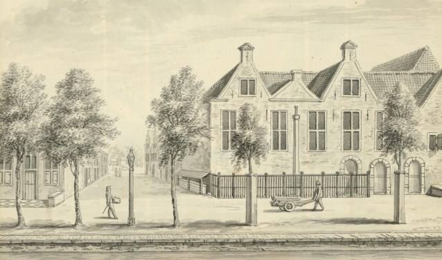 De lutherse kerk aan de Verwersdijk, hoek Van der Mastenstraat, 18 e eeuw (TMS 5689)