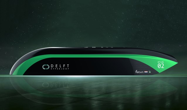 De capsule ofwel 'pod', genaamd Atlas 02, ontwerpen door het Delft Hyperloop team