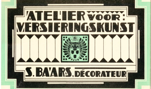 Etiket voor het 'Atelier voor Versieringskunst' van Sipke Baars, ca. 1921 (TMS 132682)