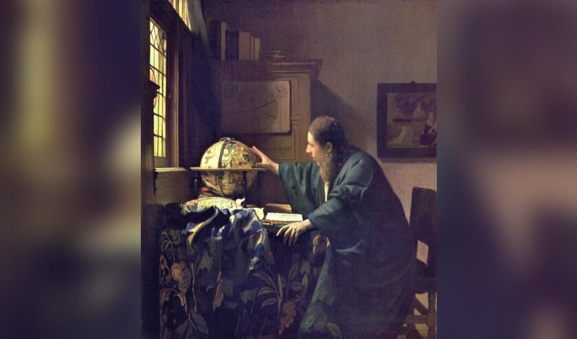 Een gedeelte van het beroemde schilderij 'De Astronoom' van Johannes Vermeer