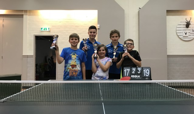 V.l.n.r.: Kevin, Tijmen, Anouk, Faas en Luc.