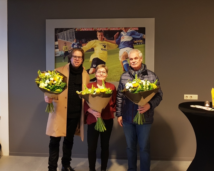 Wethouder Peter de Pater, Betsie Bettink en Jan Randewijk