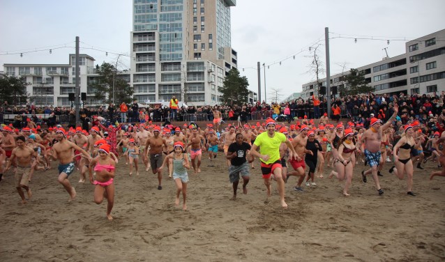 De nieuwjaarsduik van 1 januari 2018. (foto: Erik van Leeuwen)