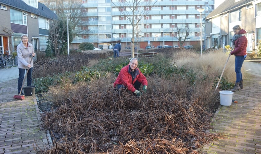 Het ontwerp voor de buurttuin - die er in februari nog wat troosteloos uitzag - is door de bewoners van de Busken Huetlaan zelf gemaakt.
