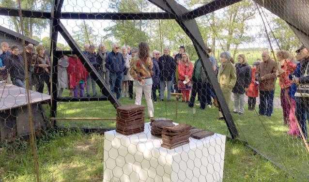Beeldend kunstenaar Natascha J.A. Rodenburg heeft haar werk uit veiligheidsoverwegingen achter gaas gezet. (foto: Stichting Leefgoed De Olifant)