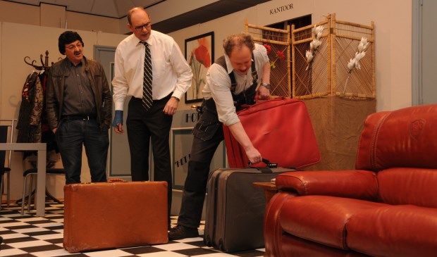 Kees Droogers, Daan Goense en Jaco Bolier ,v.l.n.r. op de planken in de Wellevaete.