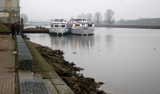 Het waterpeil van de Maas bij Grave is lichtjes aan het stijgen. (foto: Annelies Graafsma)