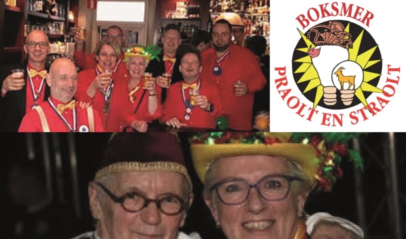 Ellis van der Laan (op de foto linksboven in het midden met hoed) met leden van de optochtcommissie en op de foto onder met Kees Thijssen.