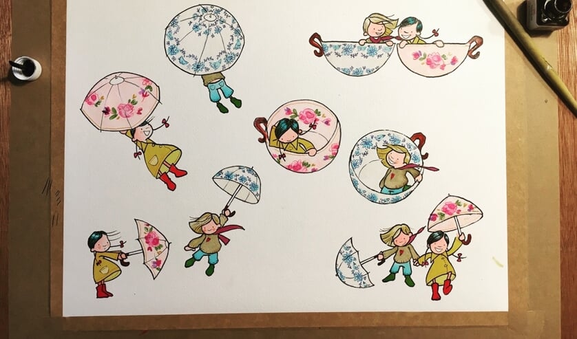 Enkele tekeningen uit het boekje Storm.