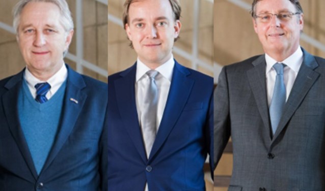 De wethouders Vermaat, Van der Linden en Luijendijk.