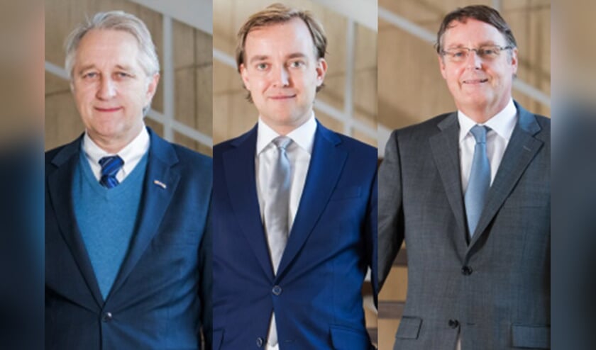 De wethouders Vermaat, Van der Linden en Luijendijk.