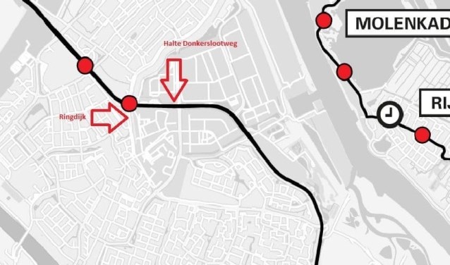 De bushalte Donkerslootweg lijkt voorbijgereden te worden