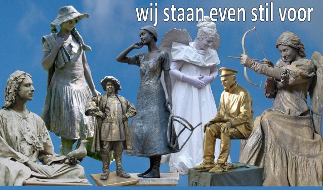 Het winkelhart van Ridderkerk wordt zaterdagmiddag gesierd door levende standbeelden