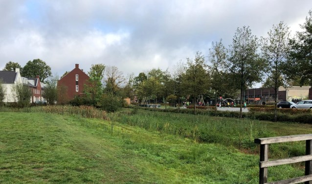 Links de huizen aan de Hamelijnckhof. Tussen deze huizen en Basisschool De Raagten zijn vaak hangjongeren aanwezig | Fotonummer: fdaa9d