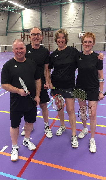 BCL-M2/SportPoint Gemert in de basisbezetting met (vlnr.) Jos Kluijtmans, Martijn Junggeburth, Ingrid Bergé en Ida van de Lockant | Fotonummer: 1a2518
