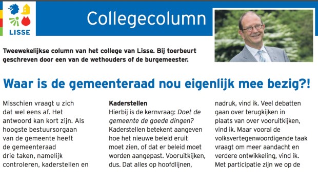 De bewuste column van wethouder Adri de Roon.
