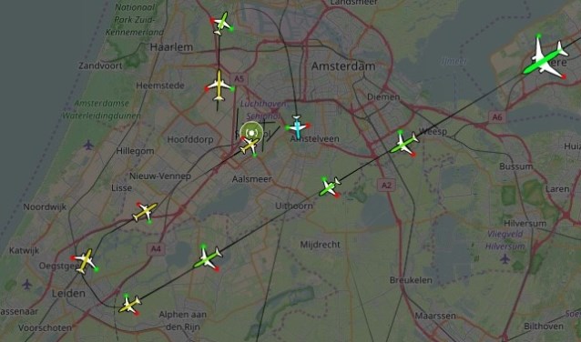Nachtvluchten naar Schiphol vliegen ook over Oegstgeest.