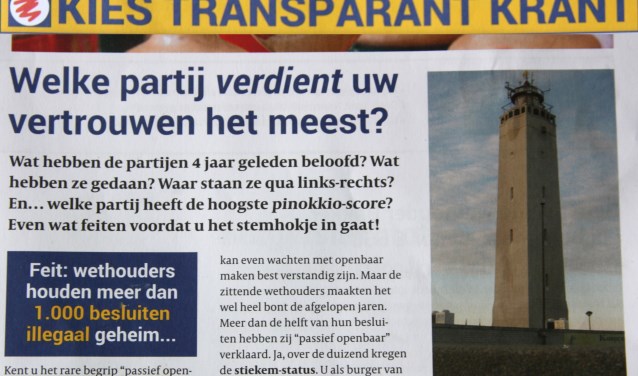 De Kies Transparant Krant veroorzaakte een heftige reactie van het nog zittende college. | Foto: Wim Siemerink