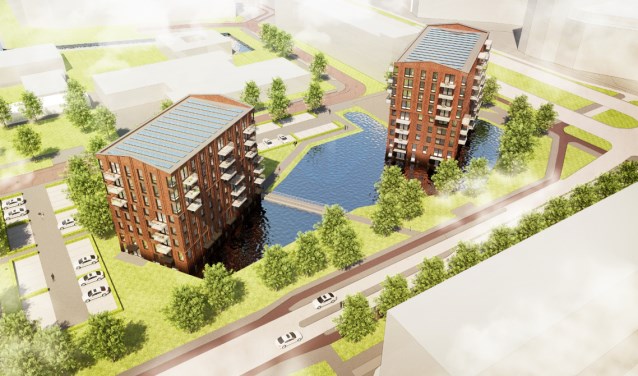 Artist Impression van de appartementengebouwen 'De Ridder' en 'De Jonker'.